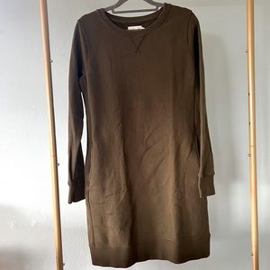 Pact Terry Crewneck Dress / Olive / S / Pockets